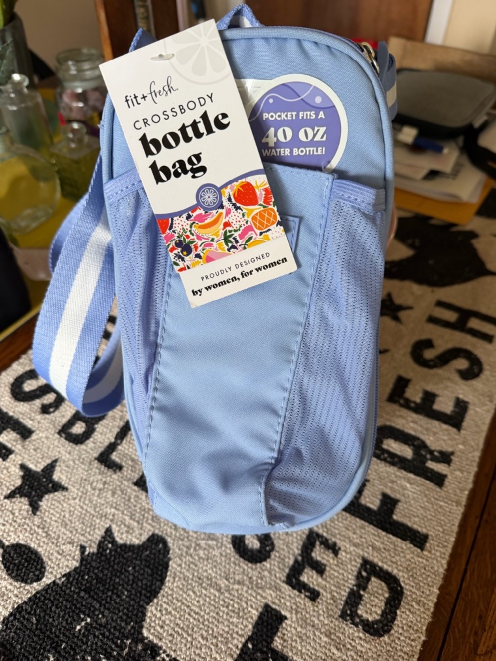fit + fresh Light Blue Crossbody Bottle Bag & Lunch Bag